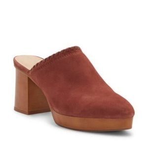 Lucky Brand RANDRE CLOG suede new platform shoe cow hair upper ark brown